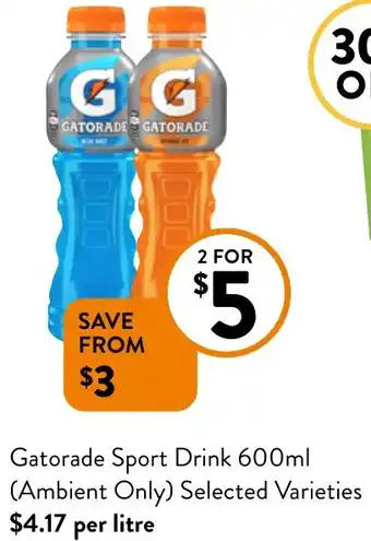 Foodworks Gatorade Sport Drink 600ml offer