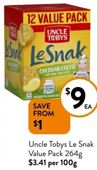 Foodworks Uncle Tobys Le Snak Value Pack 264g offer