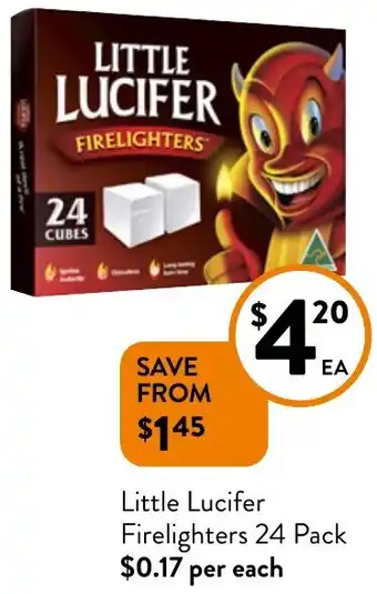 Foodworks Little Lucifer Firelighters 24 Pack offer