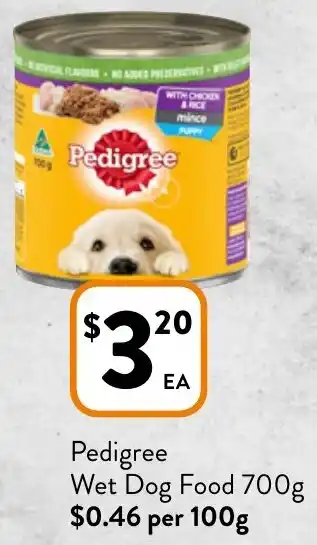 Foodworks Pedigree Wet Dog Food 700g offer