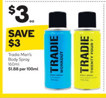 Woolworths Tradie Men's Body Spray 160ml offer