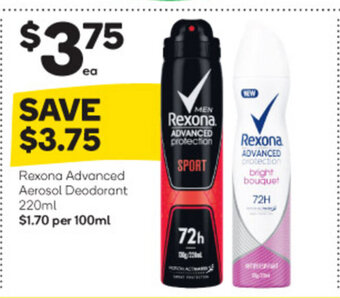 Woolworths Rexona Advanced Aerosol Deodorant 220ml offer