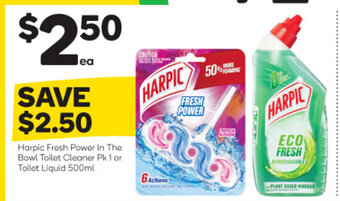 Woolworths Harpic Fresh Power In The Bowl Toilet Cleaner Pk 1 or Toilet Liquid 500ml offer