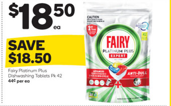 Woolworths Fairy Platinum Plus Dishwashing Tablets PK 42 offer