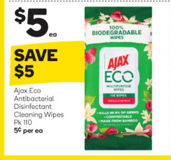 Woolworths Ajax Eco Antibacterial Disinfectant Cleaning Wipes Pk 110 offer