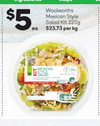 Woolworths Woolworths Mexican Style Salad Kit 220g offer