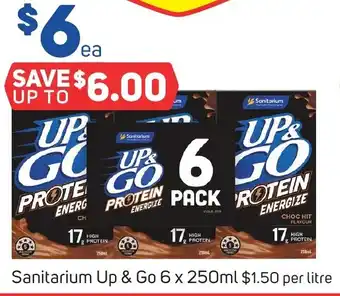 Foodland Sanitarium Up & Go 6 x 250ml $1.50 per litre offer