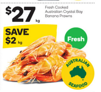 Woolworths Fresh Cooked Australian Crystal Bay Banana Prawns offer