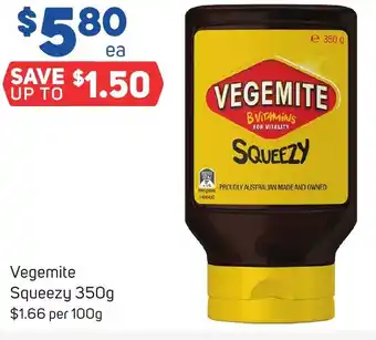 Foodland Vegemite Squeezy 350g offer