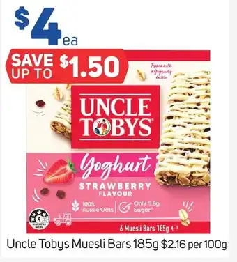 Foodland Uncle Tobys Muesli Bars 185g offer