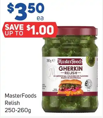 Foodland MasterFoods Relish 250-260g offer