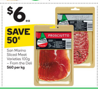 Woolworths San Marino Sliced Meat Varieties 100g offer