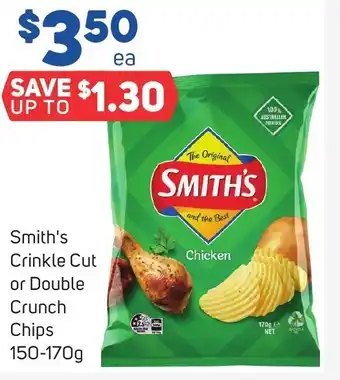 Foodland Smith's Crinkle Cut or Double Crunch Chips 150-170g offer
