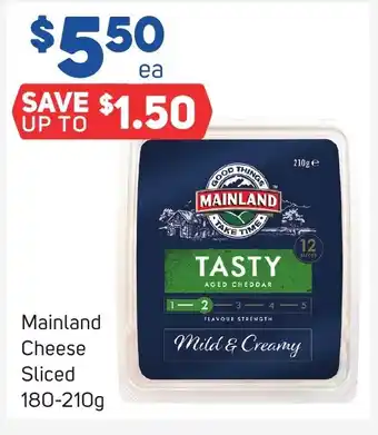 Foodland Mainland Cheese Sliced 180-210g offer