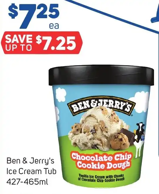 Ben & Jerry's Ice Cream Tub 427-465ml offer at Foodland