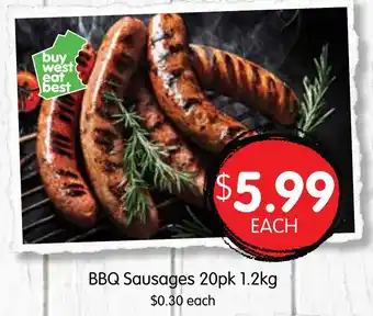 Spudshed BBQ Sausages 20pk 1.2kg offer