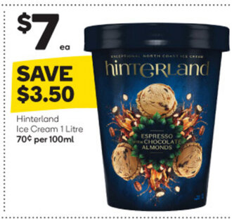 Woolworths Hinterland Ice Cream 1 Litre offer