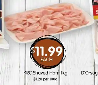 Spudshed KRC Shaved Ham 1kg offer