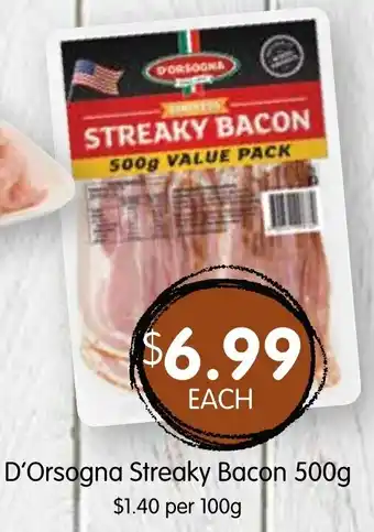 Spudshed D'Orsogna Streaky Bacon 500g offer