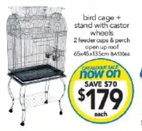 Cheap as Chips bird cage + stand with castor wheels offer