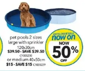 Cheap as Chips pet pools 2 sizes large with sprinkler 120x30cm offer