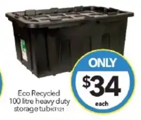 Eco Recycled 100 litre heavy duty storage tub