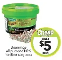 Cheap as Chips Brunnings all purpose NPK fertilizer 500g offer