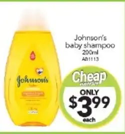 Cheap as Chips Johnson's baby shampoo 200ml offer