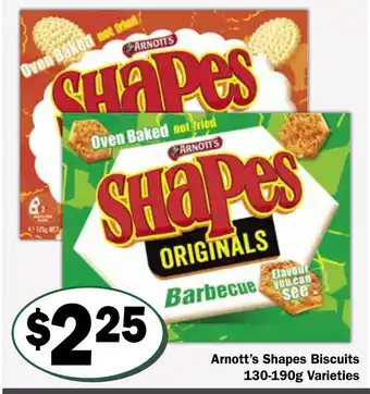 Friendly Grocer Arnott's Shapes Biscuits 130-190g Varieties offer