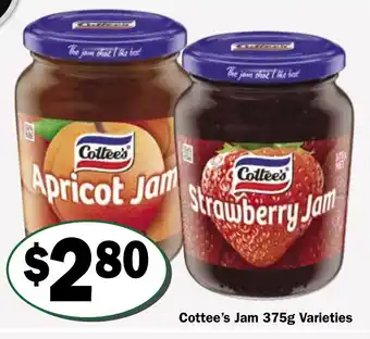 Cottee's Jam 375g Varieties