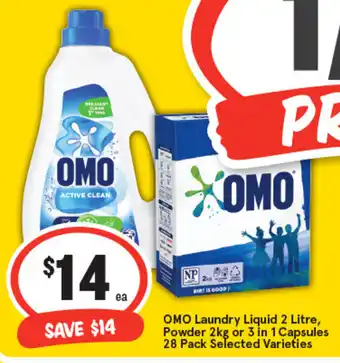 IGA Laundry Liquid 2 Litre, Powder 2kg or 3 in 1 Capsules 28 Pack Selected Varieties offer