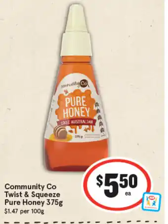 IGA Community Co Twist & Squeeze Pure Honey 375g offer