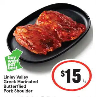 IGA Linley Valley Greek Marinated Butterflied Pork Shoulder offer