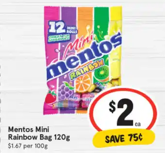 IGA Mentos Mini Rainbow Bag 120g offer