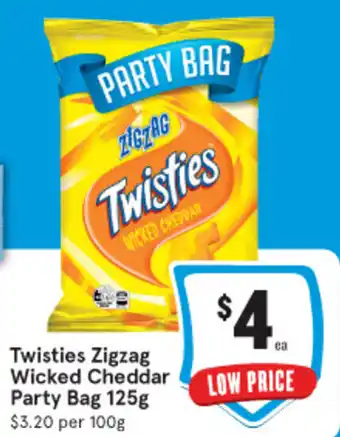 IGA Twisties Zigzag Wicked Cheddar Party Bag 125g offer