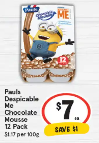 IGA Pauls Despicable Me Chocolate Mousse 12 Pack offer