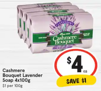 IGA Cashmere Bouquet Lavender Soap 4x100g offer