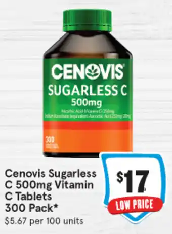 IGA Cenovis Sugarless C 500mg Vitamin C Tablets 300 Pack offer