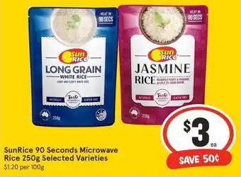 IGA SunRice 90 Seconds Microwave Rice 250g Selected Varieties offer