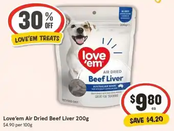 IGA Love'em Air Dried Beef Liver 200g offer