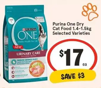 IGA Purina One Dry Cat Food 1.4-1.5kg Selected Varieties offer