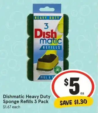 Dishmatic Heavy Duty Sponge Refills 3 Pack