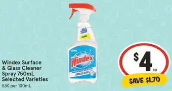 IGA Windex Surface & Glass Cleaner Spray 750mL Selected Varieties offer