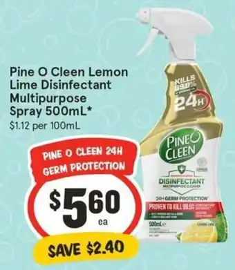 IGA Pine O Cleen Lemon Lime Disinfectant Multipurpose Spray 500mL offer