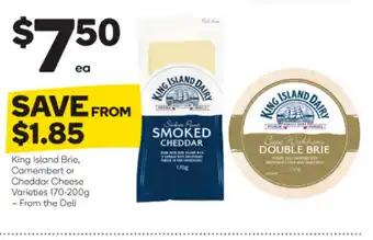 Woolworths King Island Brie, Camembert or Cheddar Cheese Varieties 170-200g offer