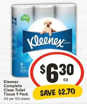IGA Kleenex Complete Clean Toilet Tissue 9 Pack offer