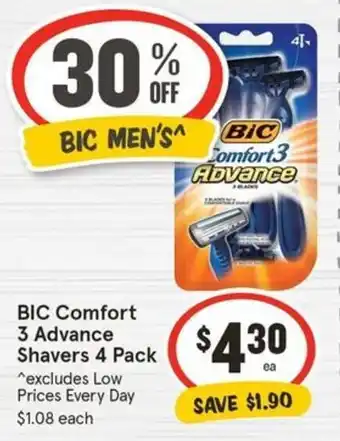 IGA BIC Comfort 3 Advance Shavers 4 Pack offer