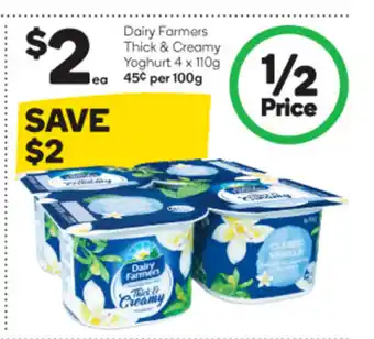 Woolworths Dairy Farmers Thick & Creamy Yogurt 4 x 110g offer