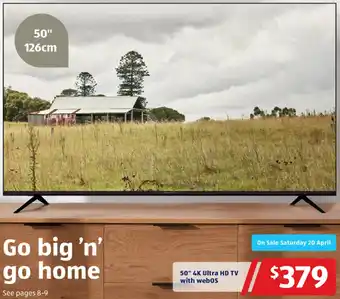 ALDI 50" 4K Ultra HD TV with webOS offer