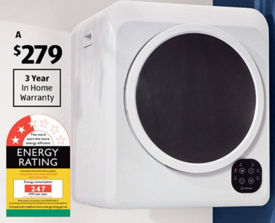 6kg Vented Clothes Dryer offer at ALDI